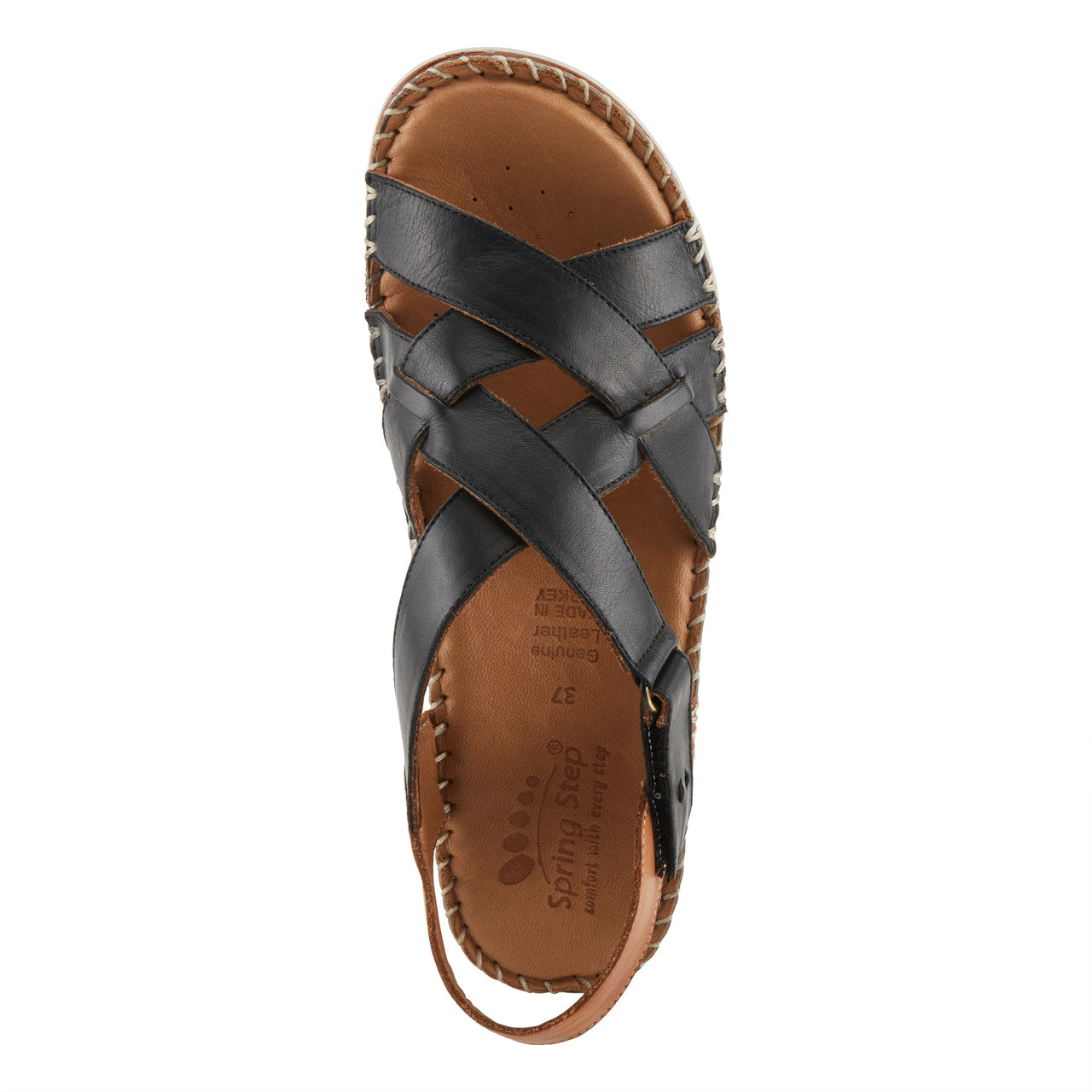 Elegant Spring Step Migula Sandals with embroidered straps and contoured insole