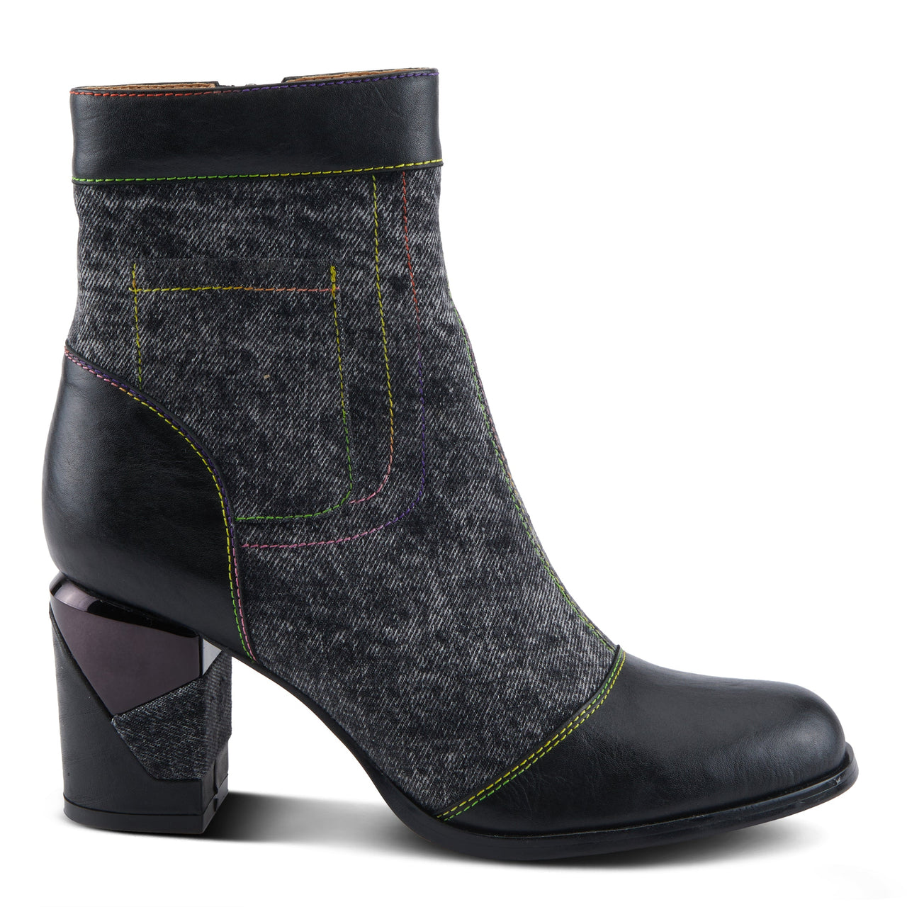 L'ARTISTE MILANI BOOTS in Charcoal Gray Suede with Textured Overlay