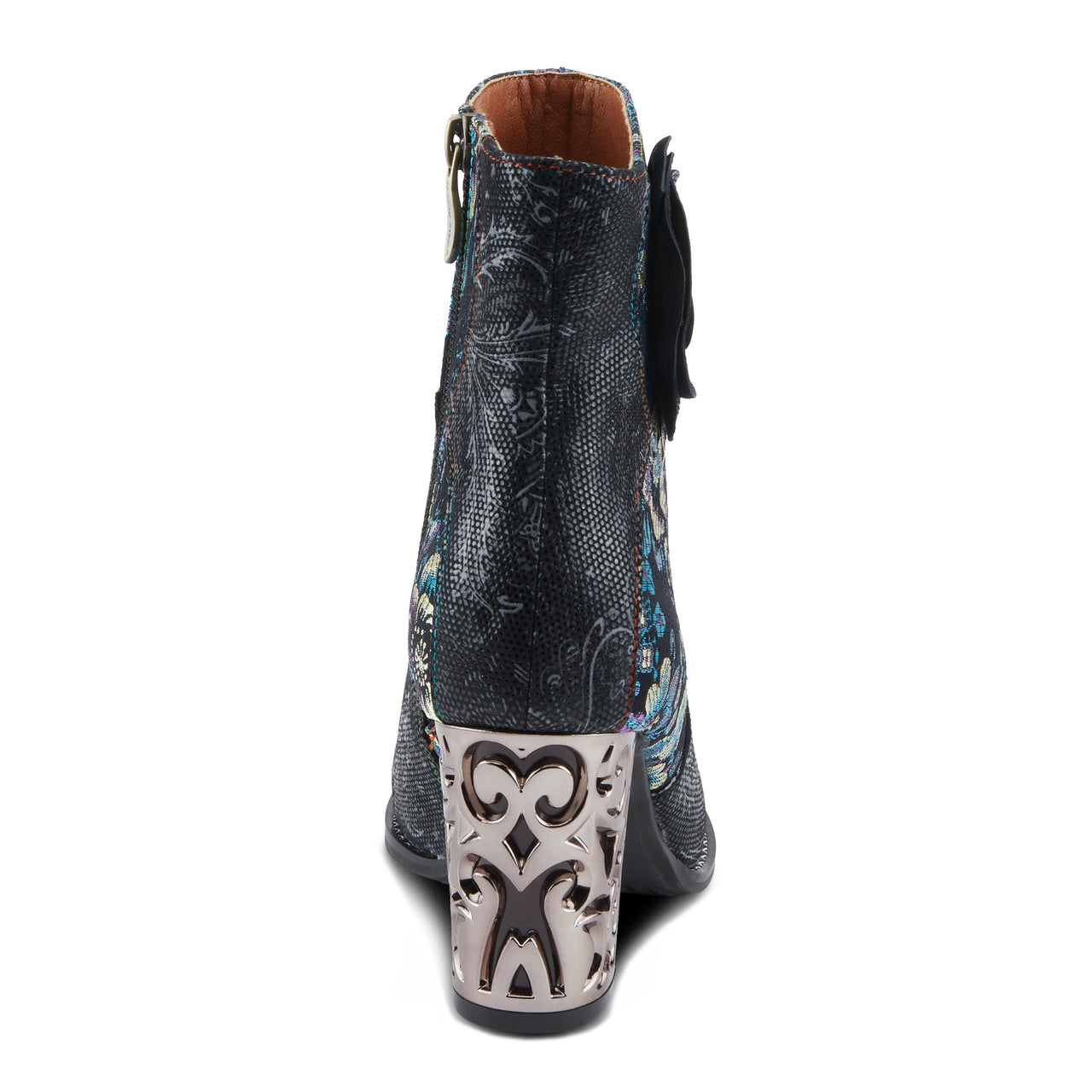 A pair of hand-painted leather L'Artiste Monet boots in vibrant floral design