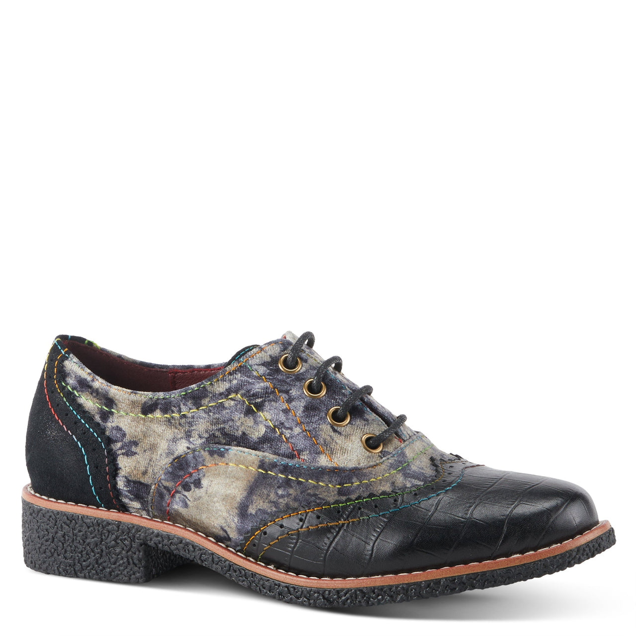 Buy L'Artiste Muggiasti-Viv Women’S Leather Floral Velvet Shoes - Oxford from Don’t Panic Shoes | Best Prices & Fast Shipping