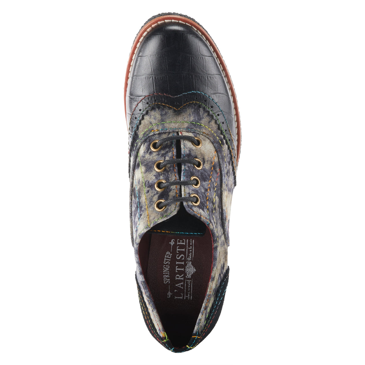 Buy L'Artiste Muggiasti-Viv Women’S Leather Floral Velvet Shoes - Oxford from Don’t Panic Shoes | Best Prices & Fast Shipping