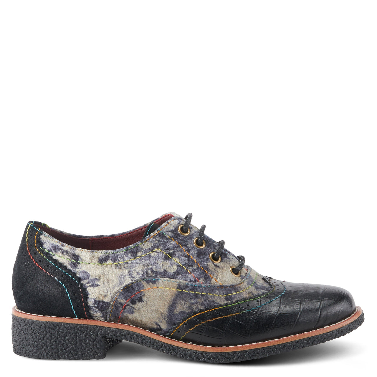 Buy L'Artiste Muggiasti-Viv Women’S Leather Floral Velvet Shoes - Oxford from Don’t Panic Shoes | Best Prices & Fast Shipping