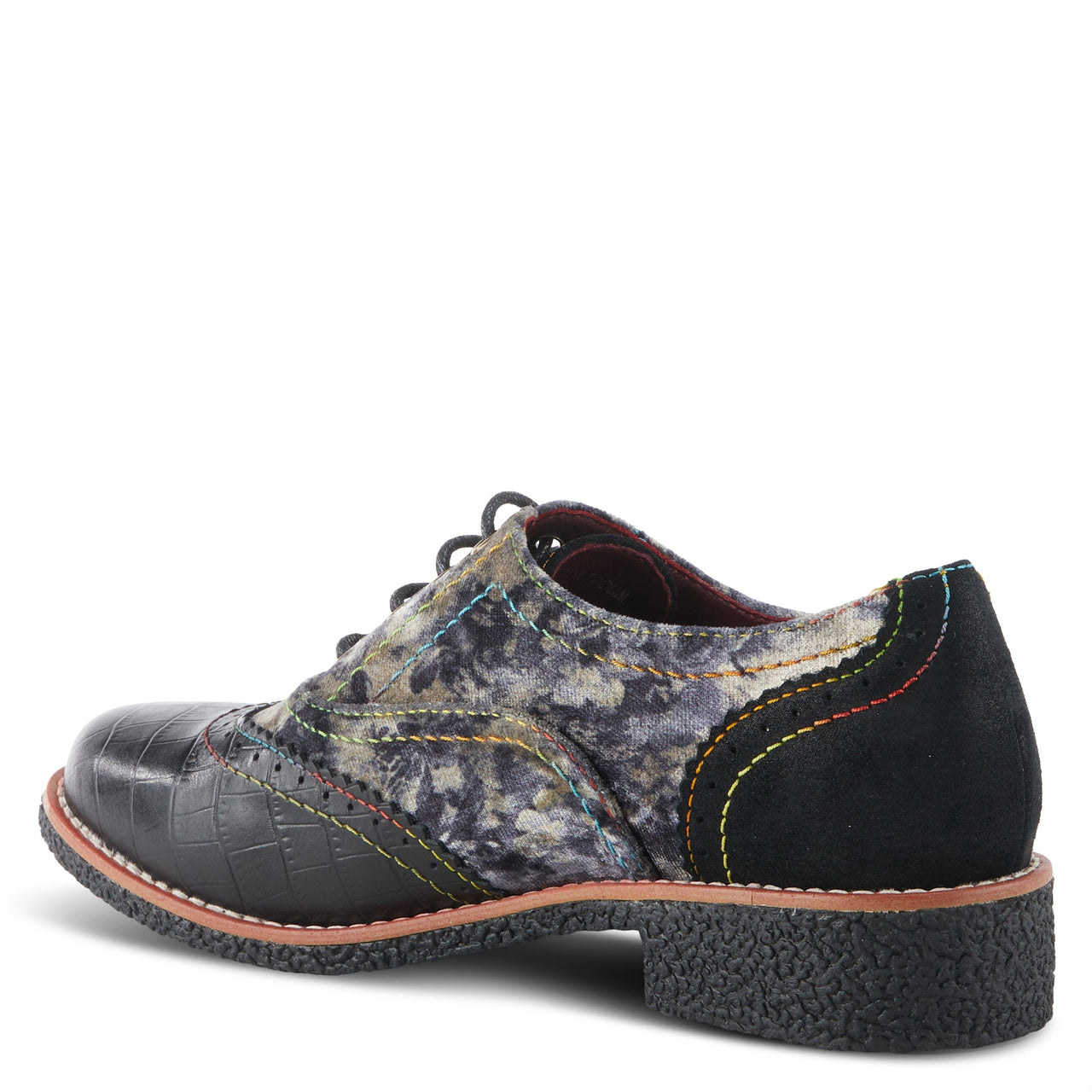 Buy L'Artiste Muggiasti-Viv Women’S Leather Floral Velvet Shoes - Oxford from Don’t Panic Shoes | Best Prices & Fast Shipping