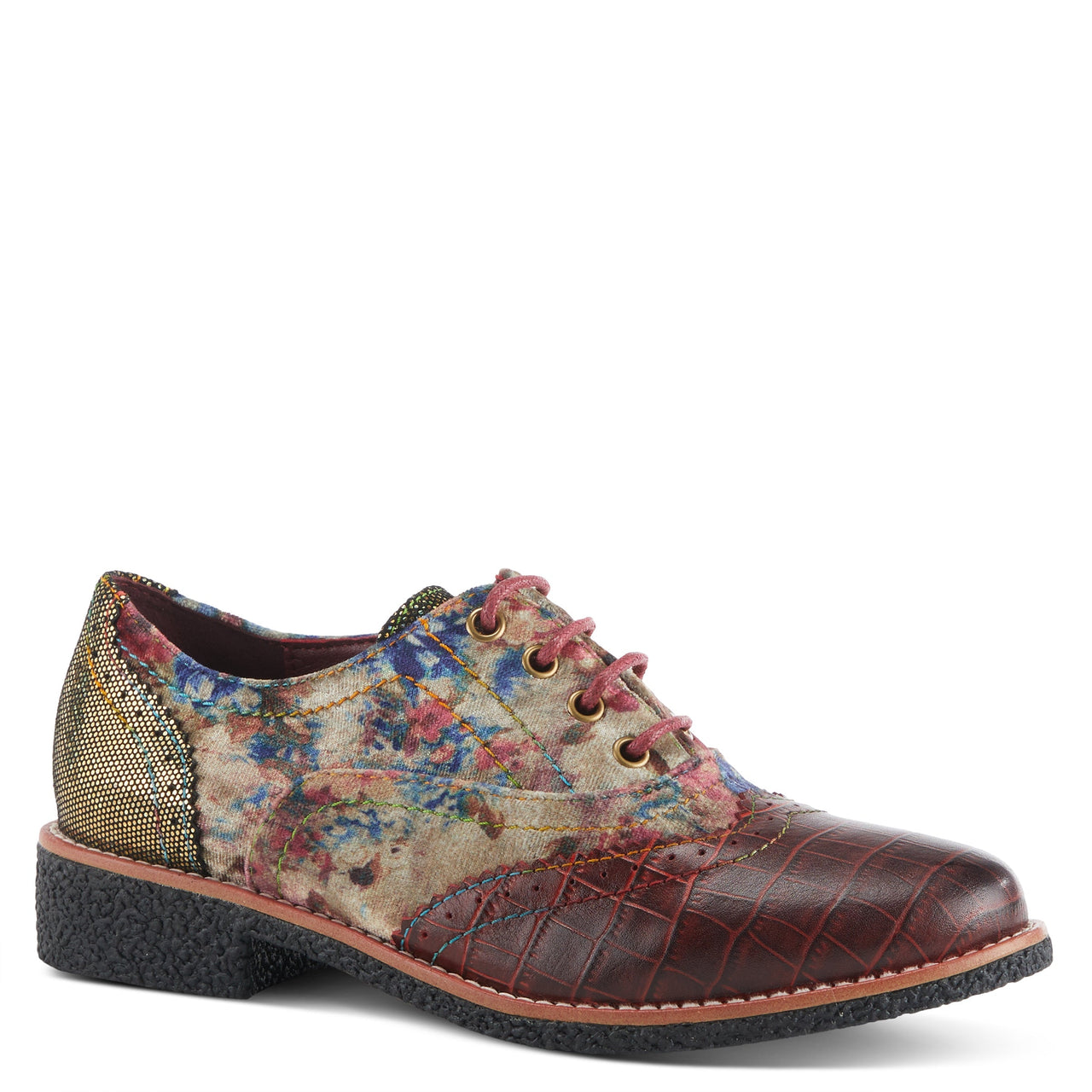 Buy L'Artiste Muggiasti-Viv Women’S Leather Floral Velvet Shoes - Oxford from Don’t Panic Shoes | Best Prices & Fast Shipping