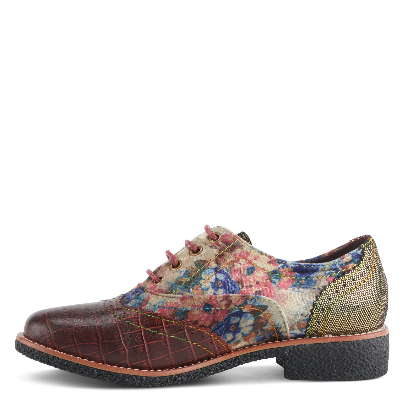 Buy L'Artiste Muggiasti-Viv Women’S Leather Floral Velvet Shoes - Oxford from Don’t Panic Shoes | Best Prices & Fast Shipping