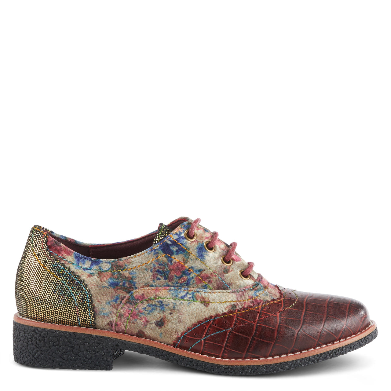 Buy L'Artiste Muggiasti-Viv Women’S Leather Floral Velvet Shoes - Oxford from Don’t Panic Shoes | Best Prices & Fast Shipping