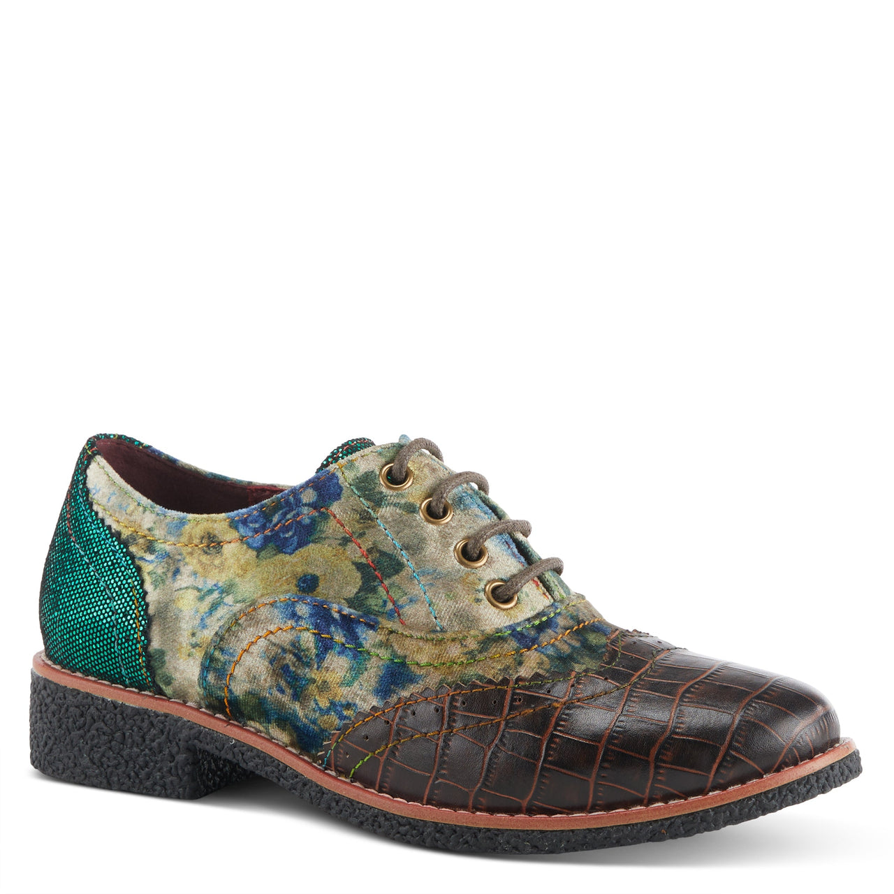 Buy L'Artiste Muggiasti-Viv Women’S Leather Floral Velvet Shoes - Oxford from Don’t Panic Shoes | Best Prices & Fast Shipping