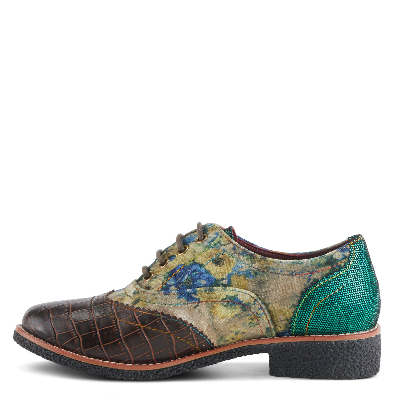 Buy L'Artiste Muggiasti-Viv Women’S Leather Floral Velvet Shoes - Oxford from Don’t Panic Shoes | Best Prices & Fast Shipping