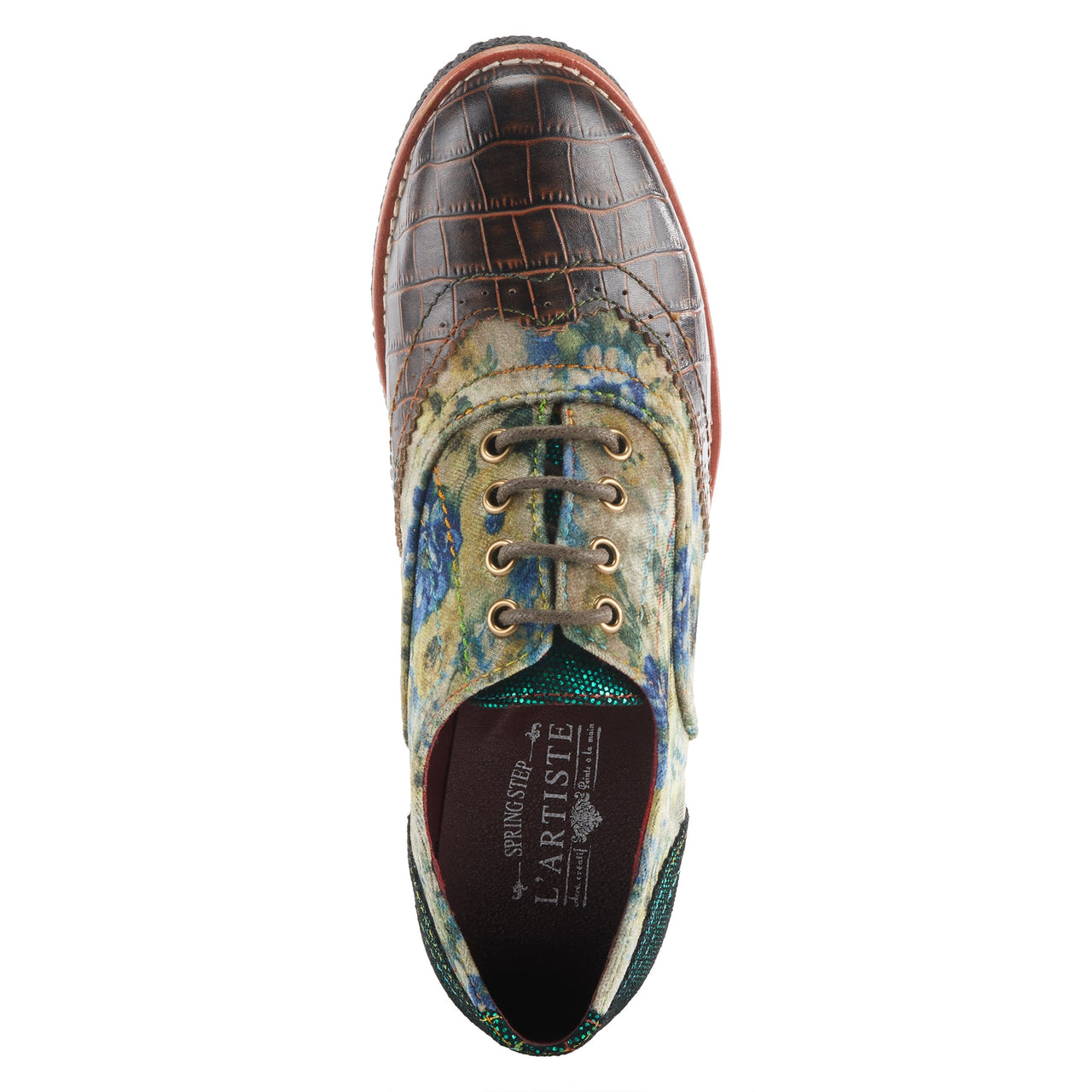 Buy L'Artiste Muggiasti-Viv Women’S Leather Floral Velvet Shoes - Oxford from Don’t Panic Shoes | Best Prices & Fast Shipping