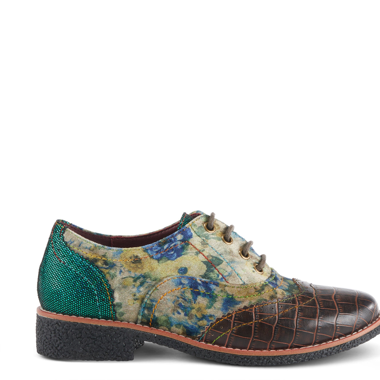 Buy L'Artiste Muggiasti-Viv Women’S Leather Floral Velvet Shoes - Oxford from Don’t Panic Shoes | Best Prices & Fast Shipping