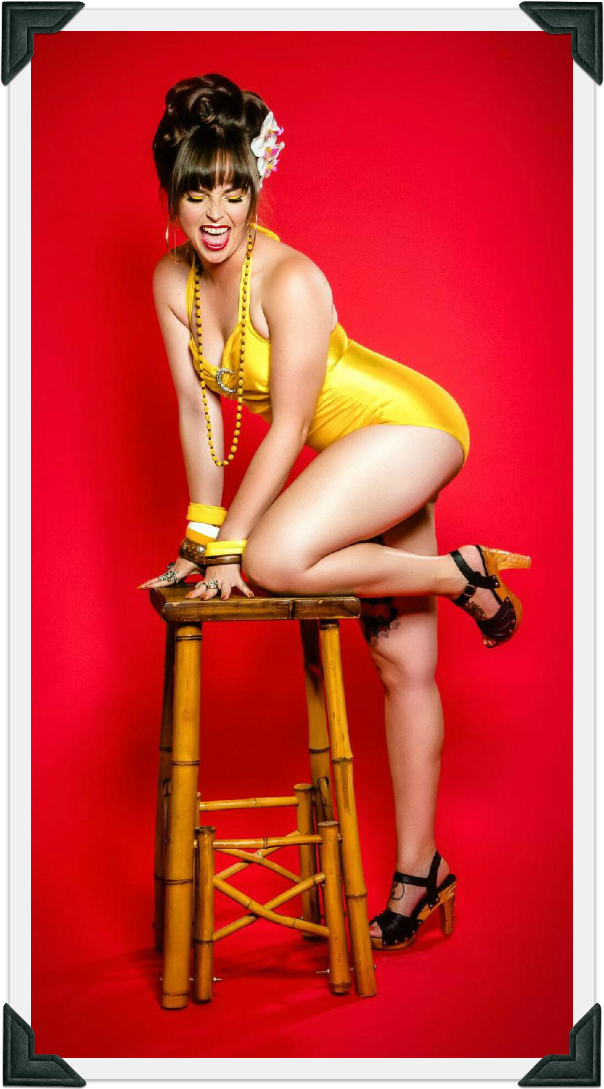 Lucky Lou Shoes Women's the Rockin' Tiki/with Ankle Strap - in Black Leather