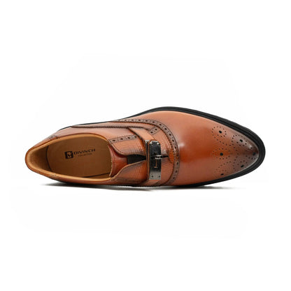 Brogue Detail Leather Premium Loafers Men's Leather Brown