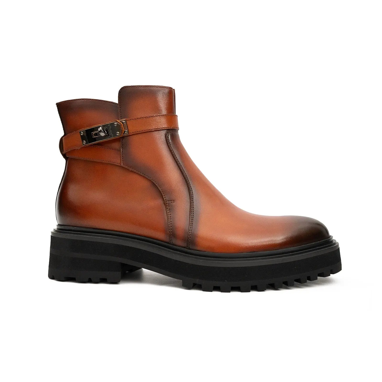 Buckled Chelsea Boots Everyday Wear Men's Calfskin Brown