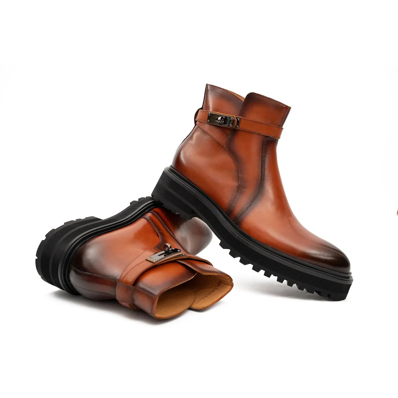 Buckled Chelsea Boots Everyday Wear Men's Calfskin Brown