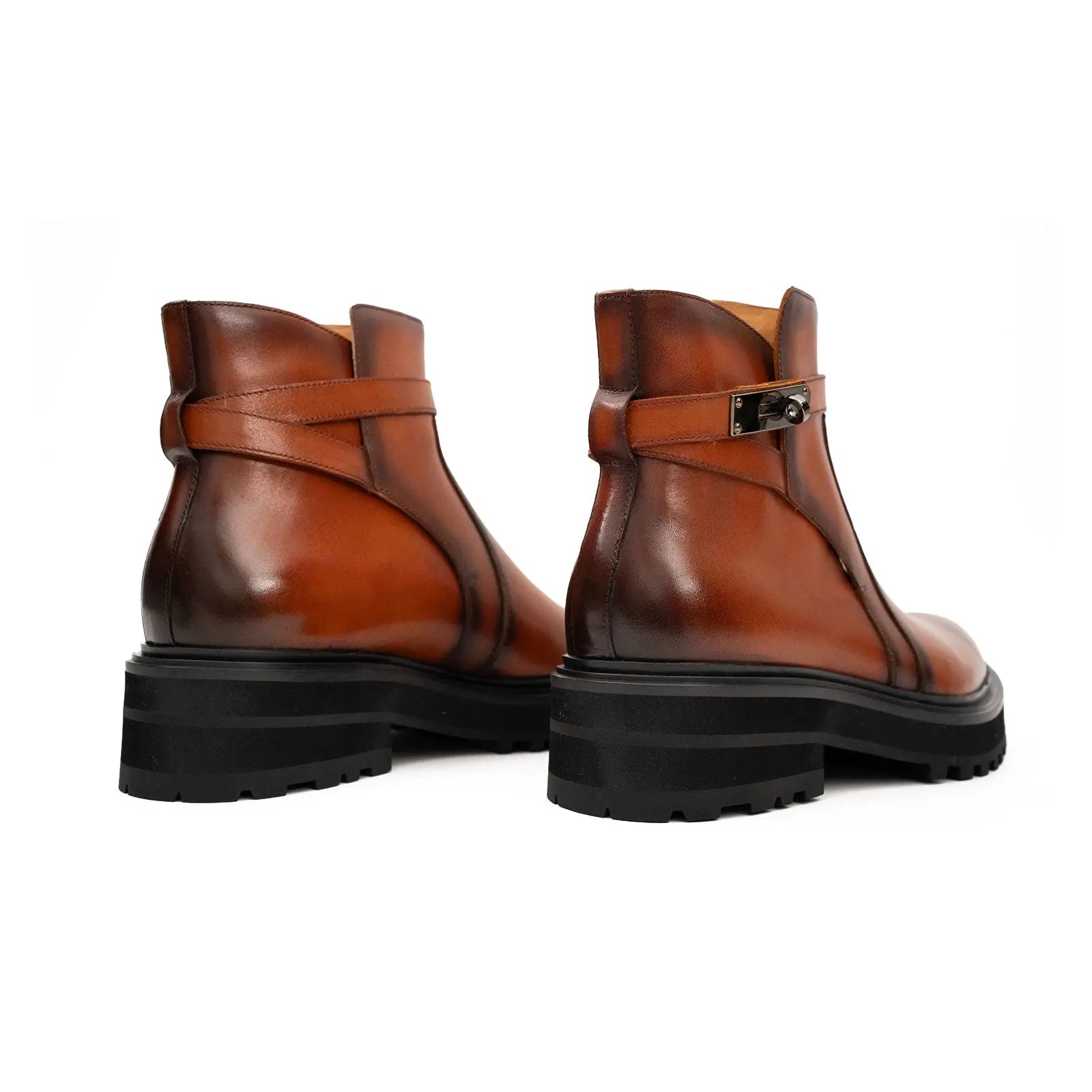 Buckled Chelsea Boots Everyday Wear Men's Calfskin Brown