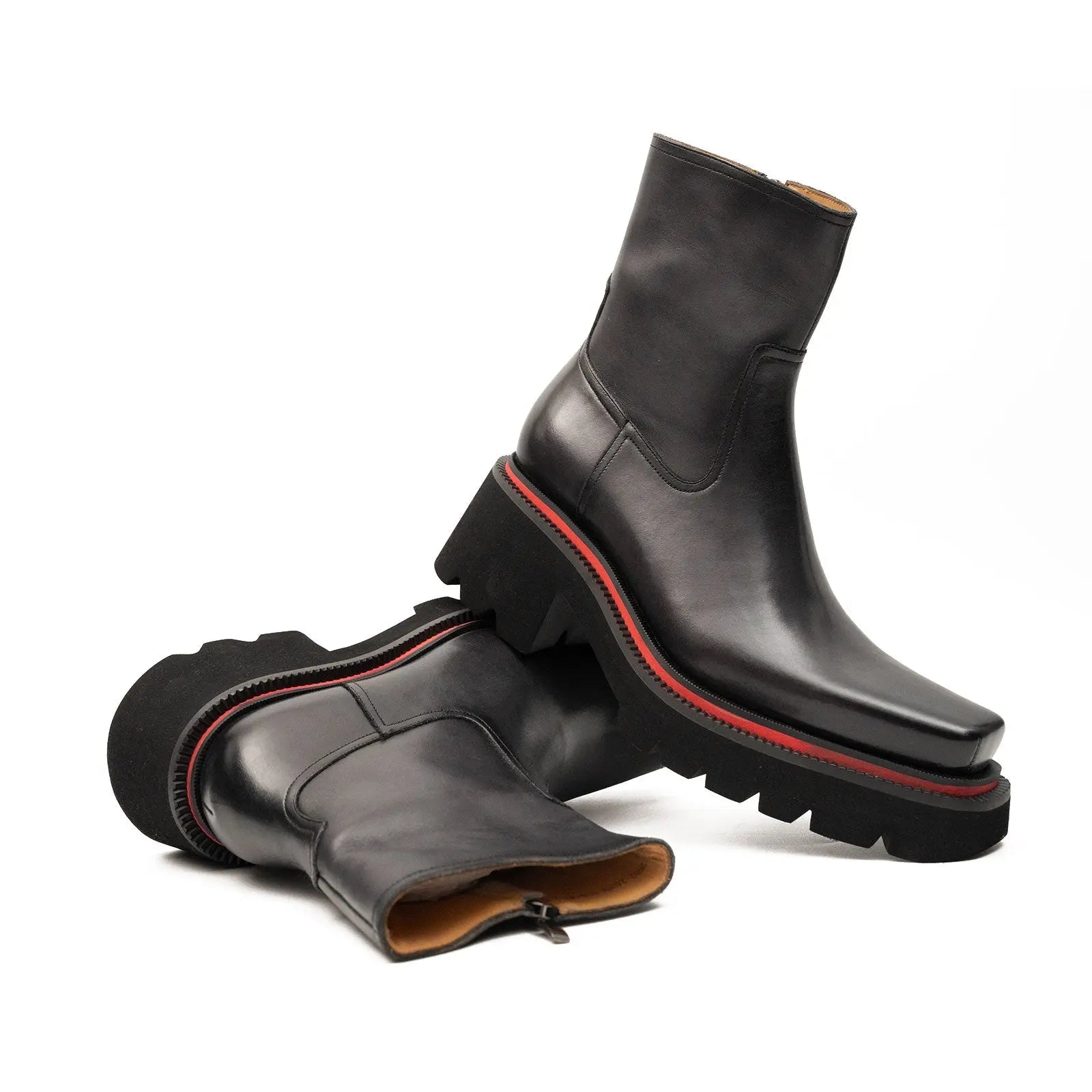 Chelsea Boots Men’s Calfskin Black Side Zip Thick Sole