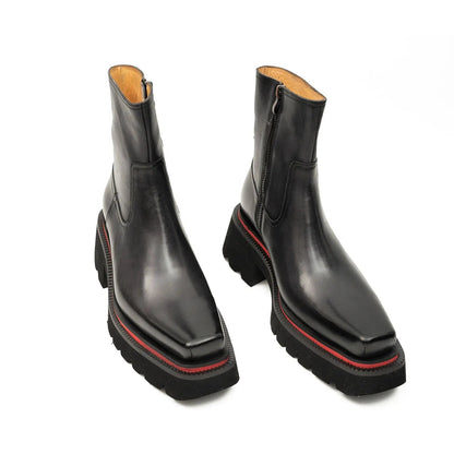 Chelsea Boots Men’s Calfskin Black Side Zip Thick Sole