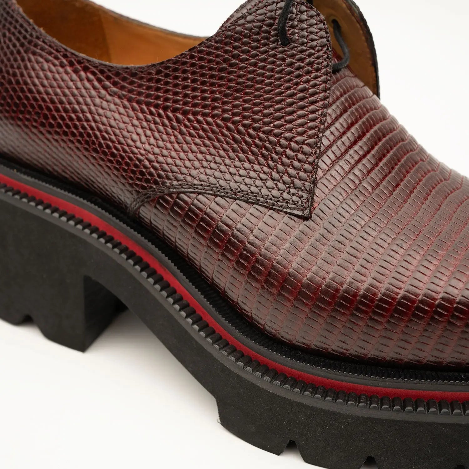 Unknown Brand Men's Embossed Leather Derby Shoes With Chunky Sole