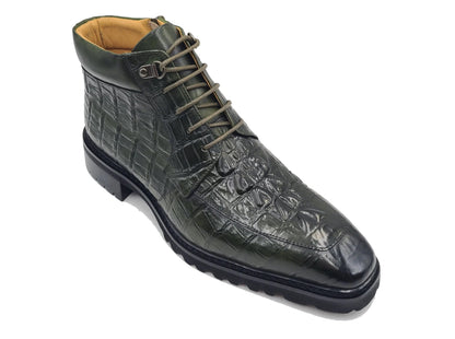 Alligator Embossed Lace Up Boots Men's Calfskin Leather KB516-50