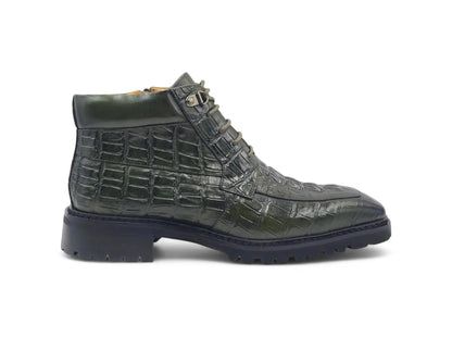 Alligator Embossed Lace Up Boots Men's Calfskin Leather KB516-50