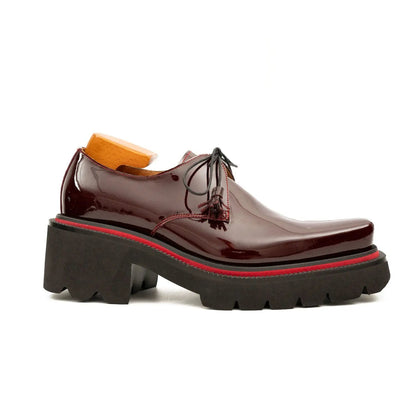 Unknown Brand Derby Shoes With Chunky Sole Men’s Leather Wine Red