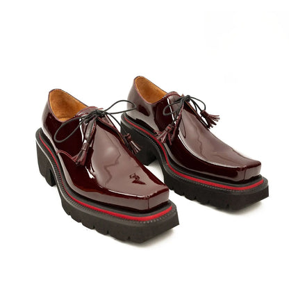 Unknown Brand Derby Shoes With Chunky Sole Men’s Leather Wine Red