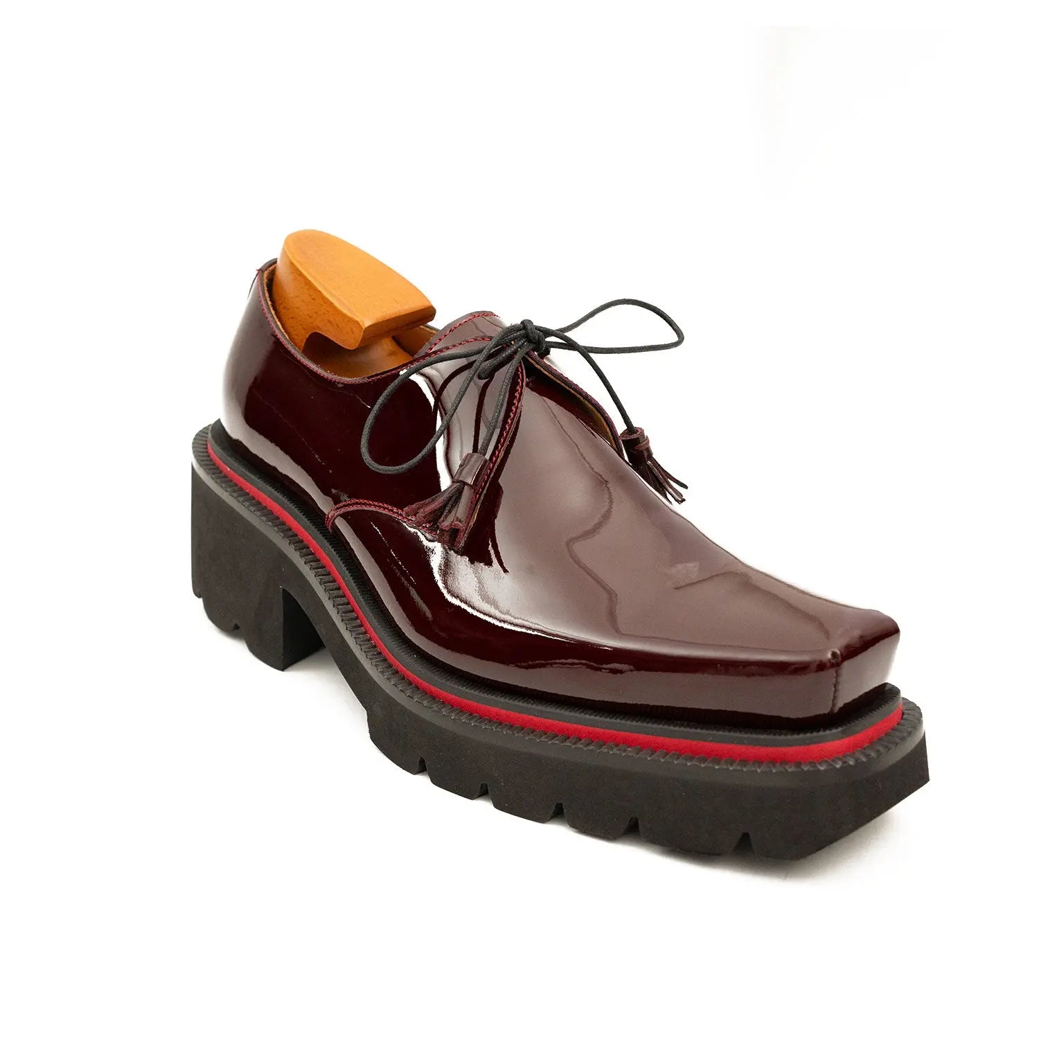 Unknown Brand Derby Shoes With Chunky Sole Men’s Leather Wine Red