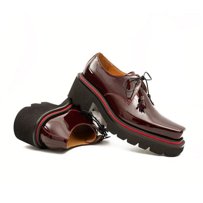 Unknown Brand Derby Shoes With Chunky Sole Men’s Leather Wine Red