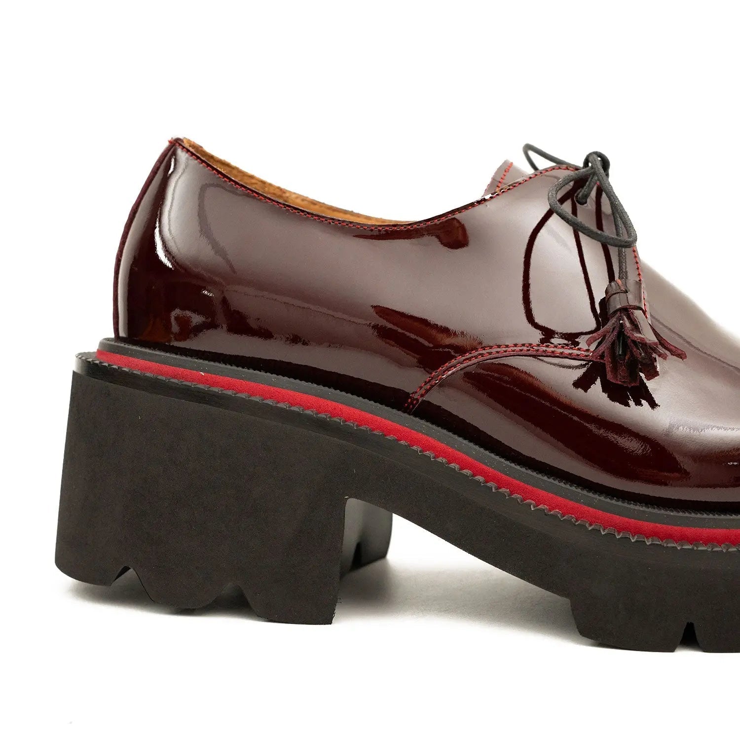 Unknown Brand Derby Shoes With Chunky Sole Men’s Leather Wine Red