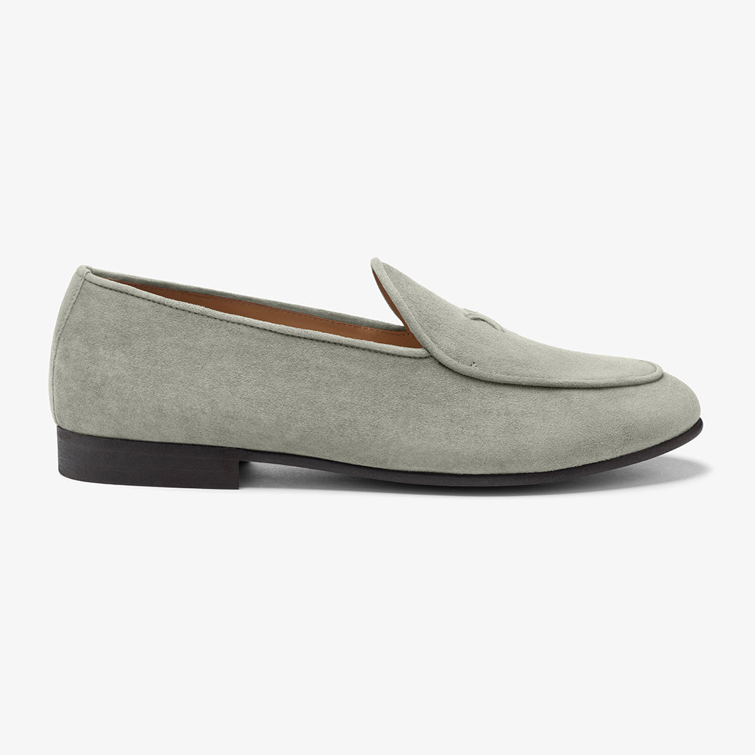 Del Toro Grey Suede Pennyless Loafers Handmade Italian Grigio Suede Centesimo | Men main image 3