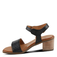 Thumbnail for Black leather Spring Step Nifona sandals with crisscross straps and adjustable buckle