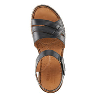 Thumbnail for Brown leather Spring Step Nochella sandals with floral cutout design and cushioned insole for all-day comfort and style
