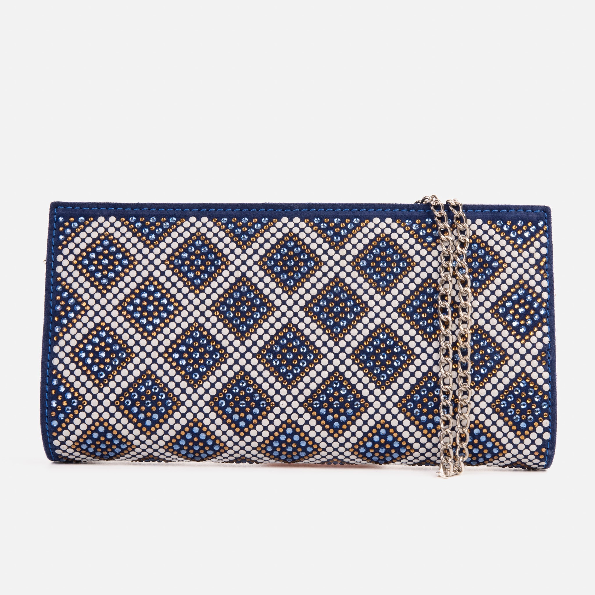 The Nampula Sax Blue Glitter Suede Leather Small Clutch