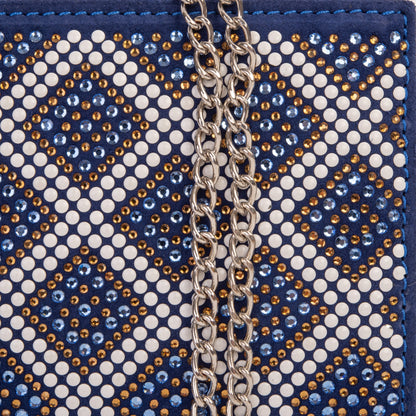 The Nampula Sax Blue Glitter Suede Leather Small Clutch