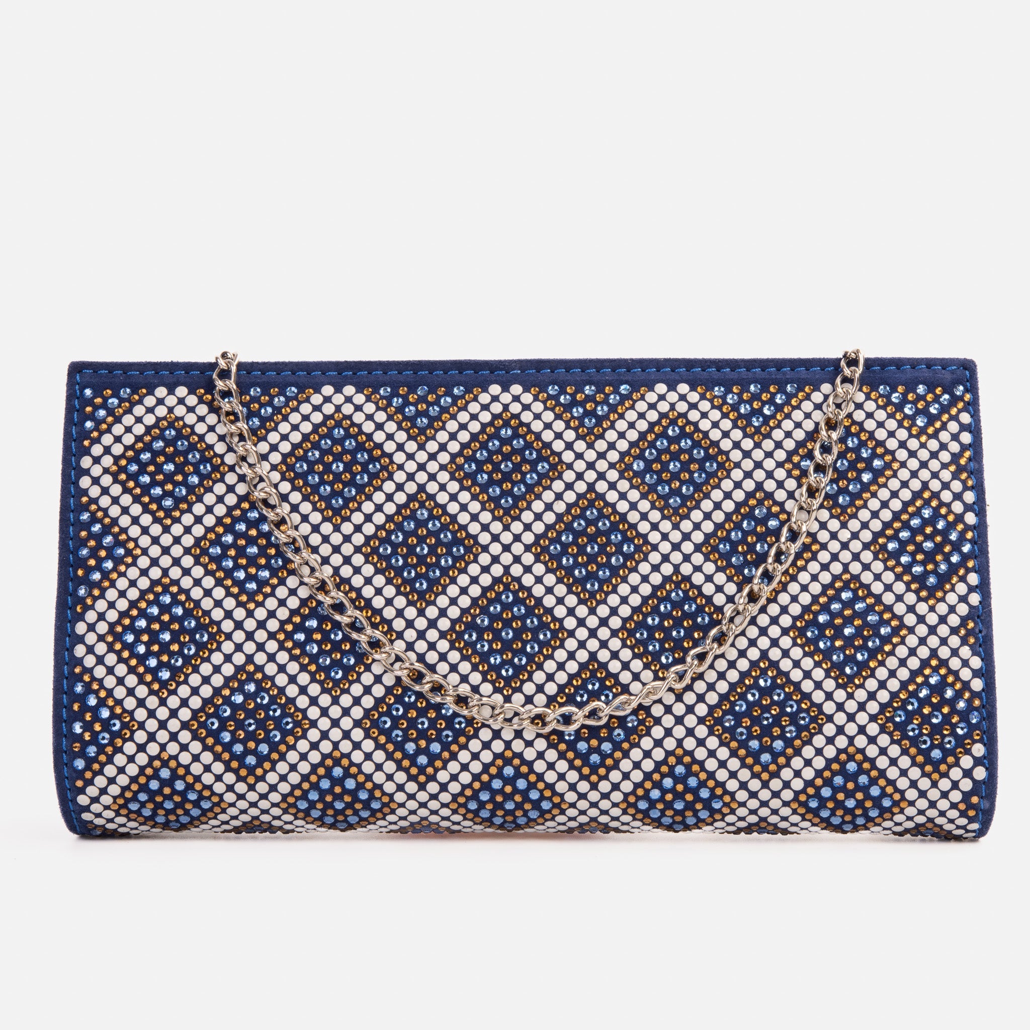 The Nampula Sax Blue Glitter Suede Leather Small Clutch