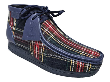 Botas Wallabee con estampado New Castle Print 2 de British Walkers para hombre en ante y cuero a cuadros