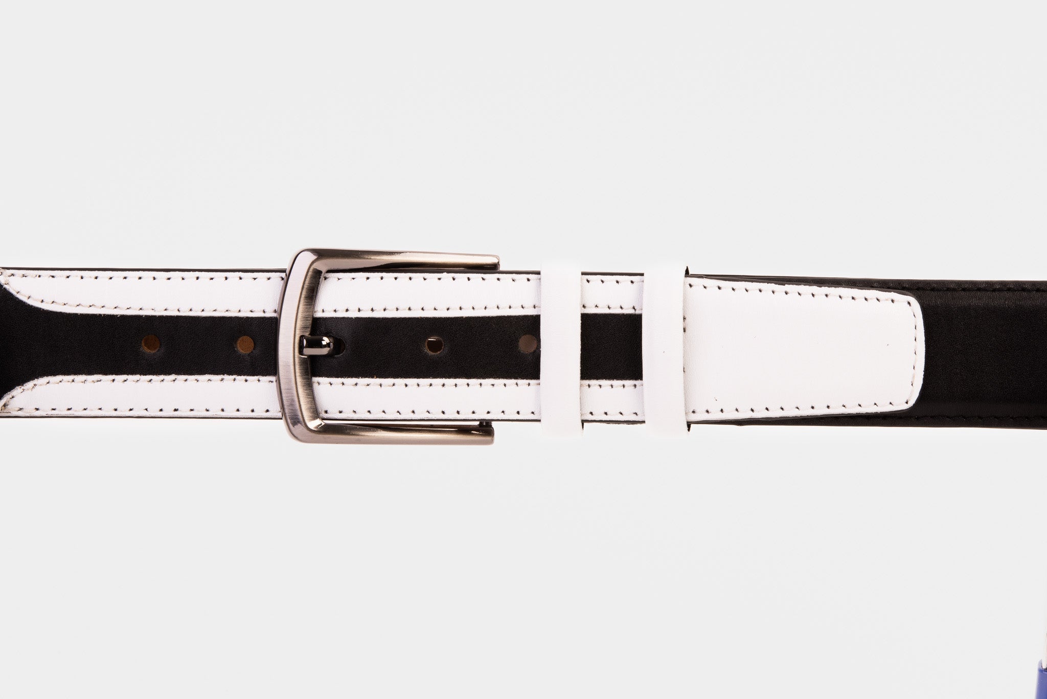 The Neiva Black/White Leather Belt