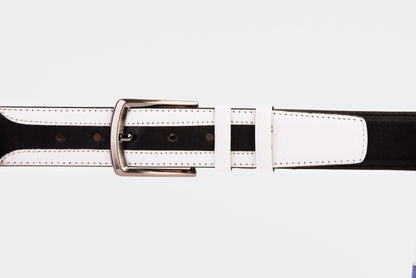 The Neiva Black/White Leather Belt