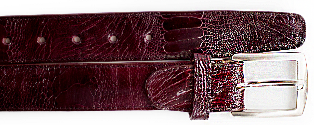 Ostrich Leg Belt- Dark Burgundy