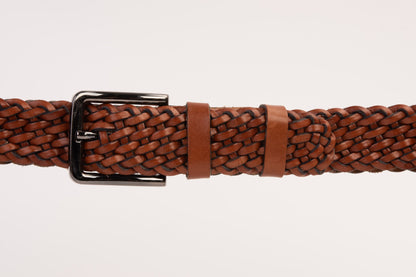 The Mclean Woven Brown Leather Belt