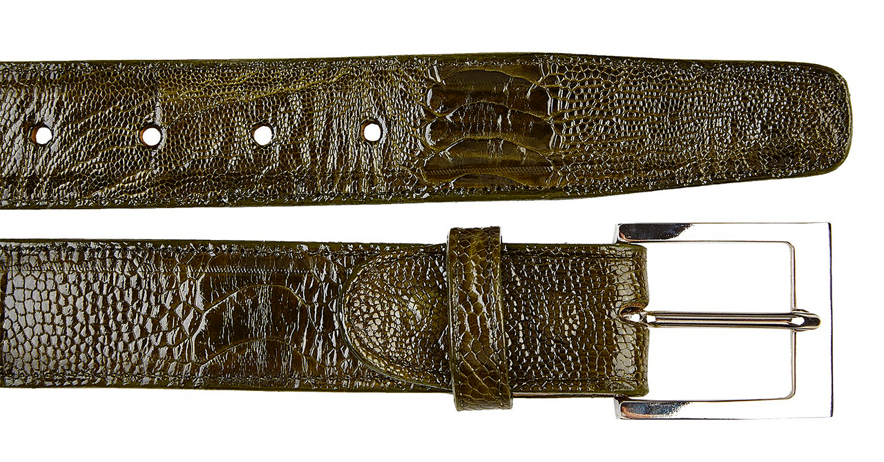 Ostrich Leg Belt- Olive