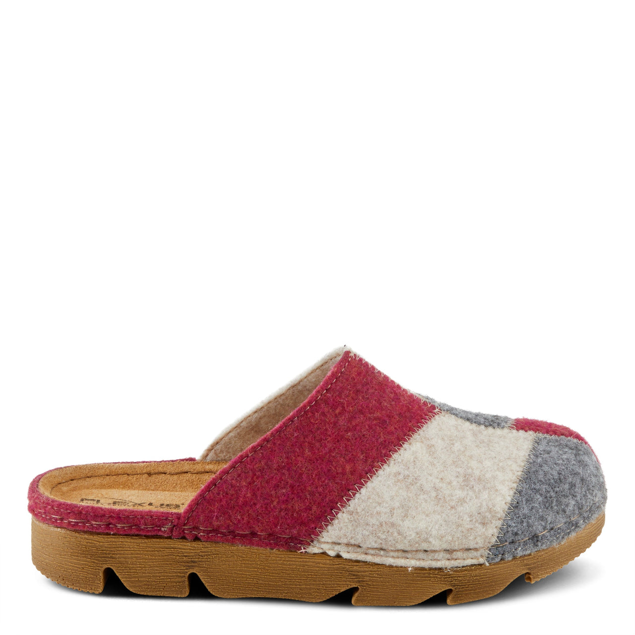 FLEXUS PATCHY SLIPPERS in taupe with soft textile upper and cozy lining