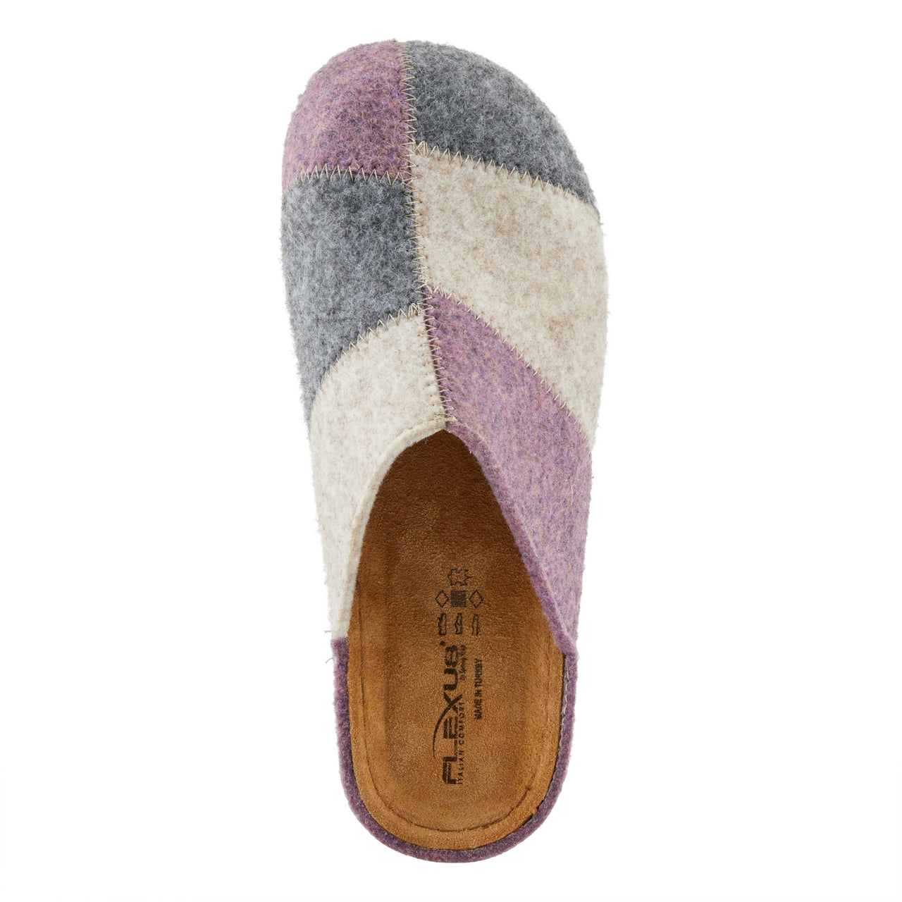 Comfortable and stylish FLEXUS PATCHY SLIPPERS featuring a soft, cushioned insole and cozy faux fur lining for ultimate relaxation at home