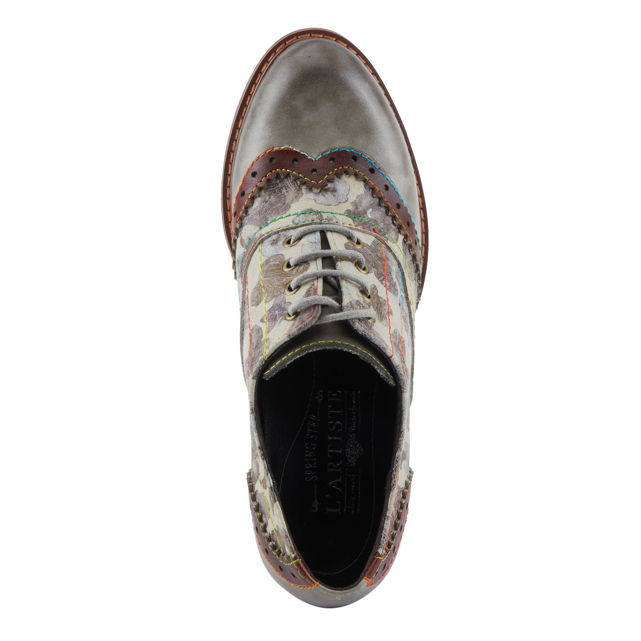 L'ARTISTE PERRINE SHOES: Hand-painted leather shoes with floral design and cushioned insole