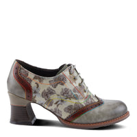 Thumbnail for Hand-painted leather L'Artiste Perrine shoes with floral embellishments and stacked heel