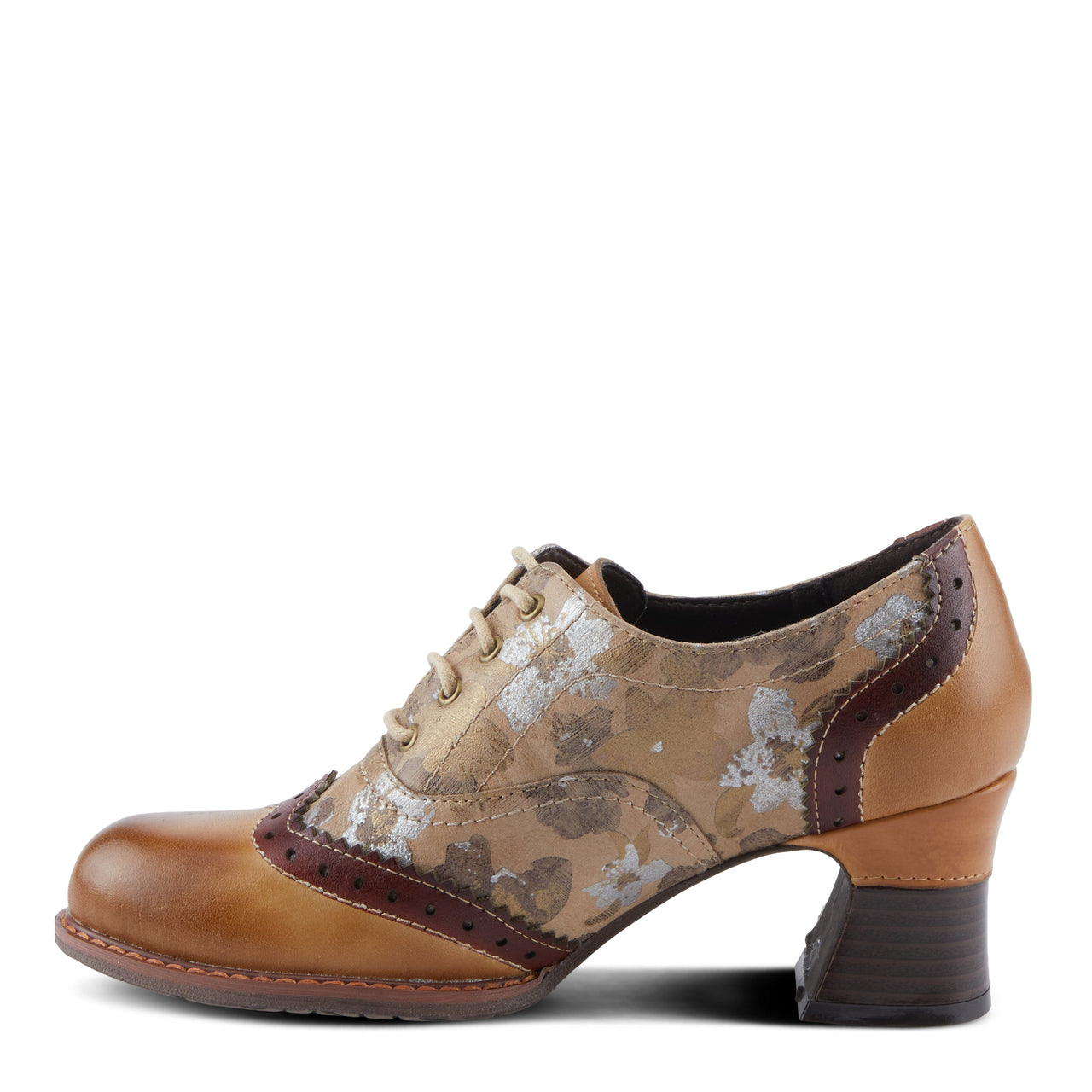 Beautiful and elegant L'ARTISTE PERRINE SHOES with hand-painted leather and floral accents