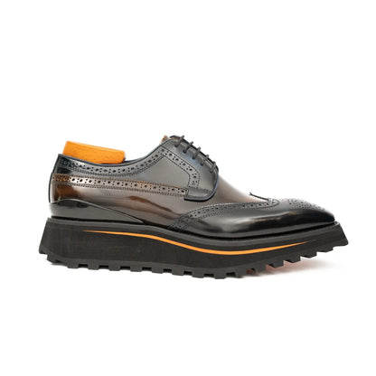 Blue Patent Leather Platform Brogues Modern Style Edition