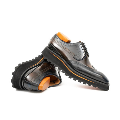 Blue Patent Leather Platform Brogues Modern Style Edition