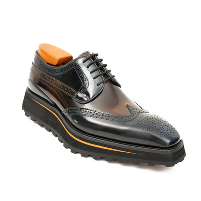Blue Patent Leather Platform Brogues Modern Style Edition