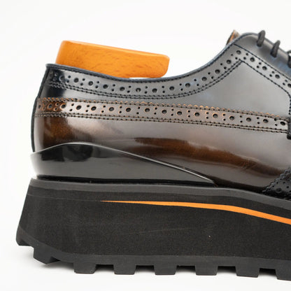 Blue Patent Leather Platform Brogues Modern Style Edition